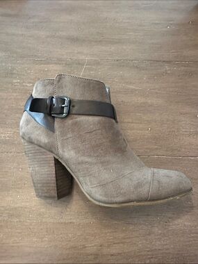 Carlos by Carlos Santana Taupe Suede Ankle Boot with Espresso Buckle